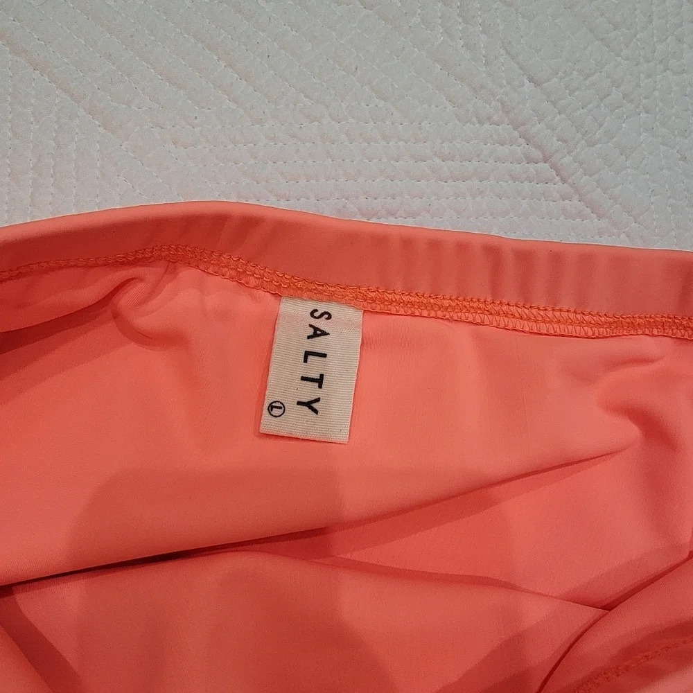 Salty 2 Peice Swimwear Resort Wear One Shoulder Crop Top Mini Skirt Coral L - Picture 6 of 14
